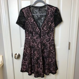 Pink and Black Lace Dress